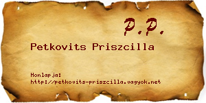 Petkovits Priszcilla névjegykártya